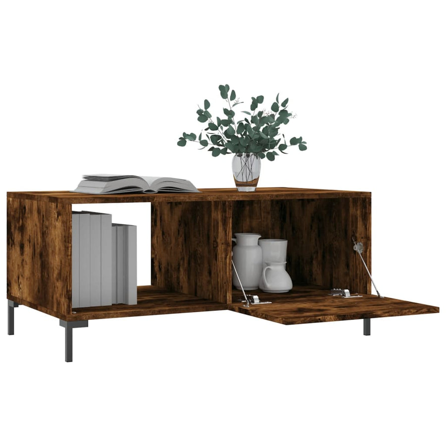 Salontafel 90X50X40 Cm Bewerkt Hout Kleurig Gerookt eiken