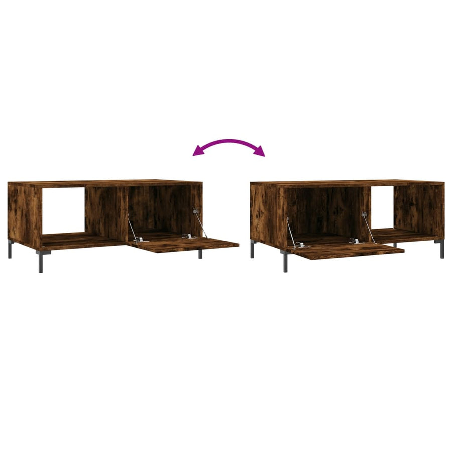 Salontafel 90X50X40 Cm Bewerkt Hout Kleurig Gerookt eiken
