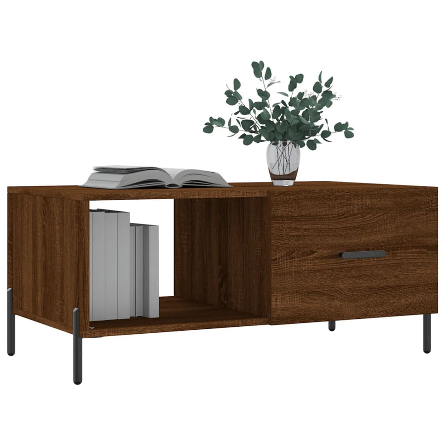 Salontafel 90X50X40 Cm Bewerkt Hout Bruin Eikenkleur Bruineiken