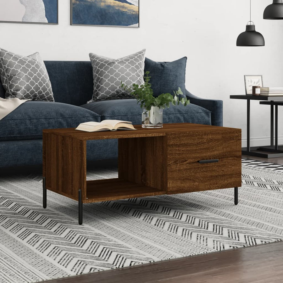 Salontafel 90X50X40 Cm Bewerkt Hout Bruin Eikenkleur Bruineiken