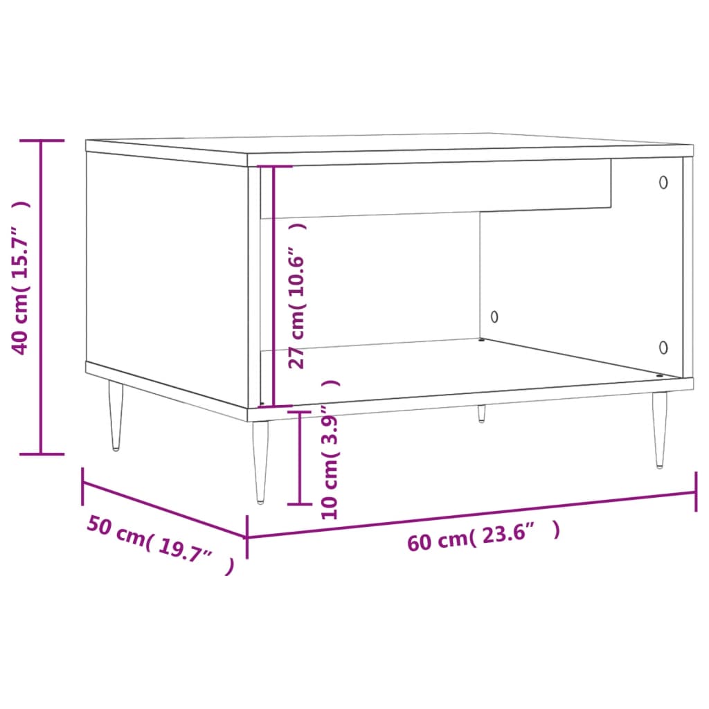 Salontafel 60X50X40 Cm Bewerkt Hout Kleurig Sonoma eiken