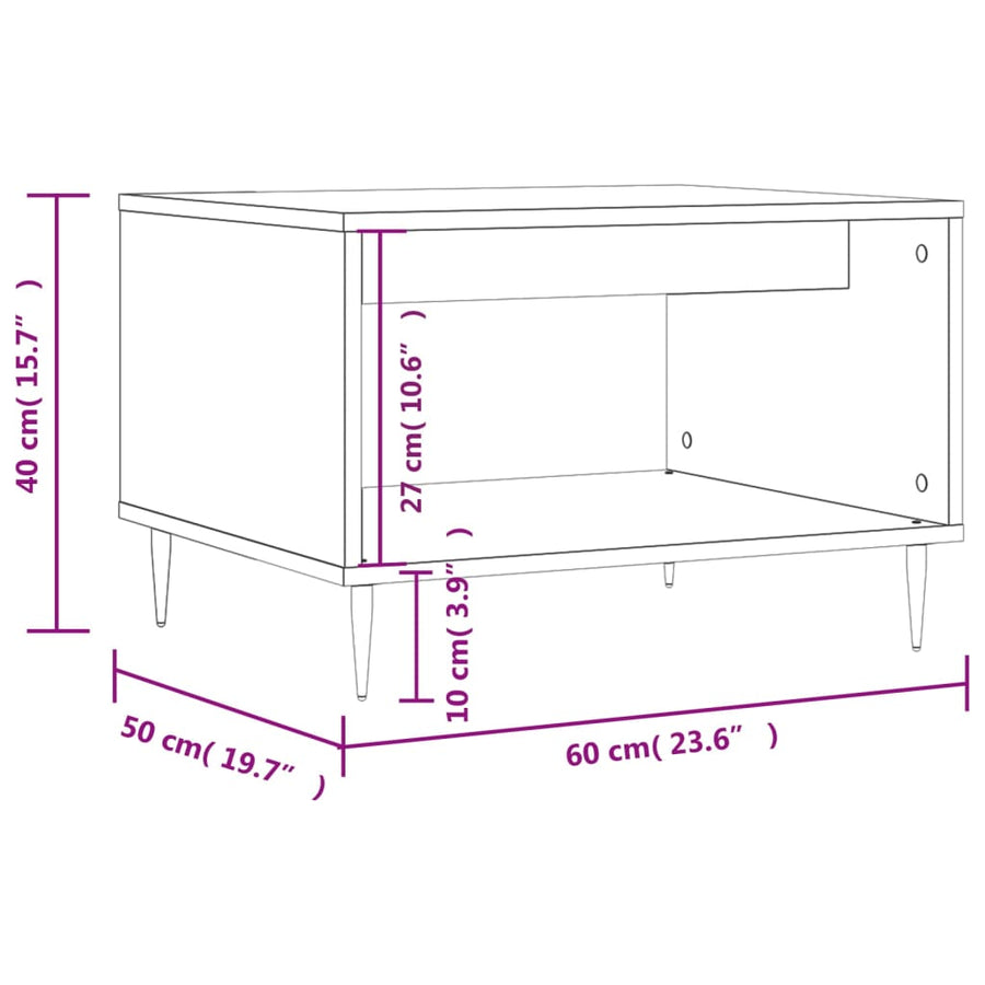 Salontafel 60X50X40 Cm Bewerkt Hout Betongrijs