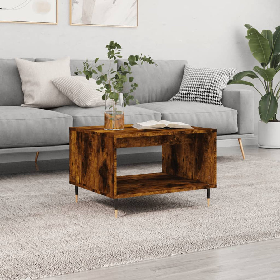 Salontafel 60X50X40 Cm Bewerkt Hout Kleurig Gerookt eiken