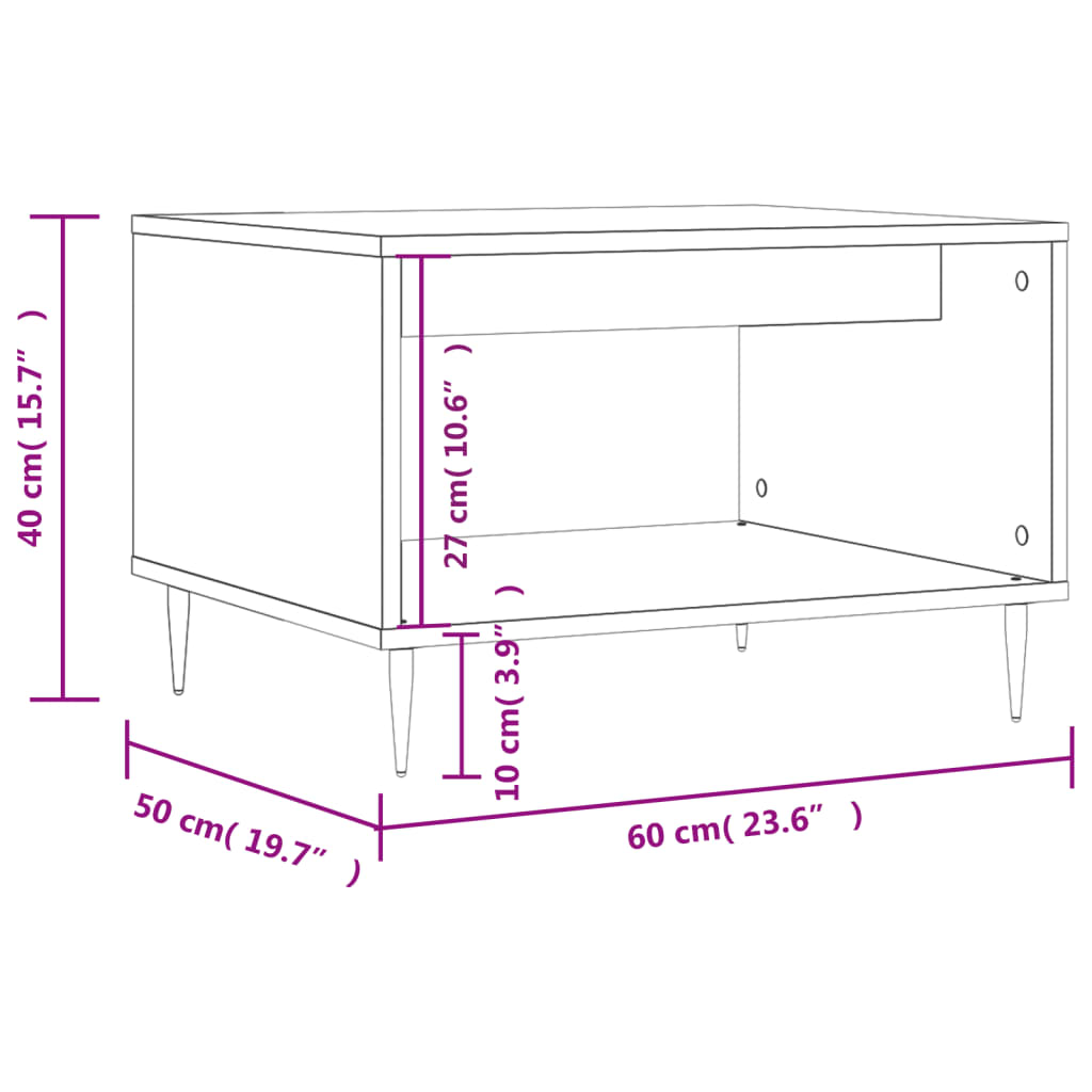 Salontafel 60X50X40 Cm Bewerkt Hout Eikenkleurig Grijs sonoma