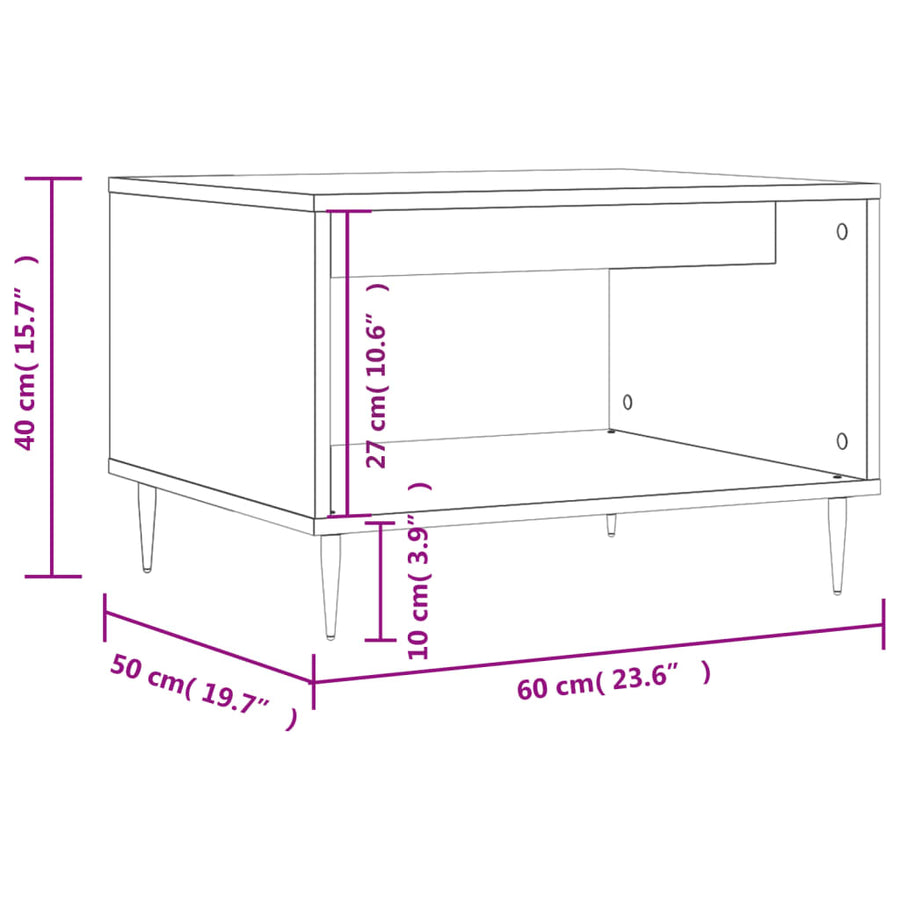 Salontafel 60X50X40 Cm Bewerkt Hout Eikenkleurig Grijs sonoma