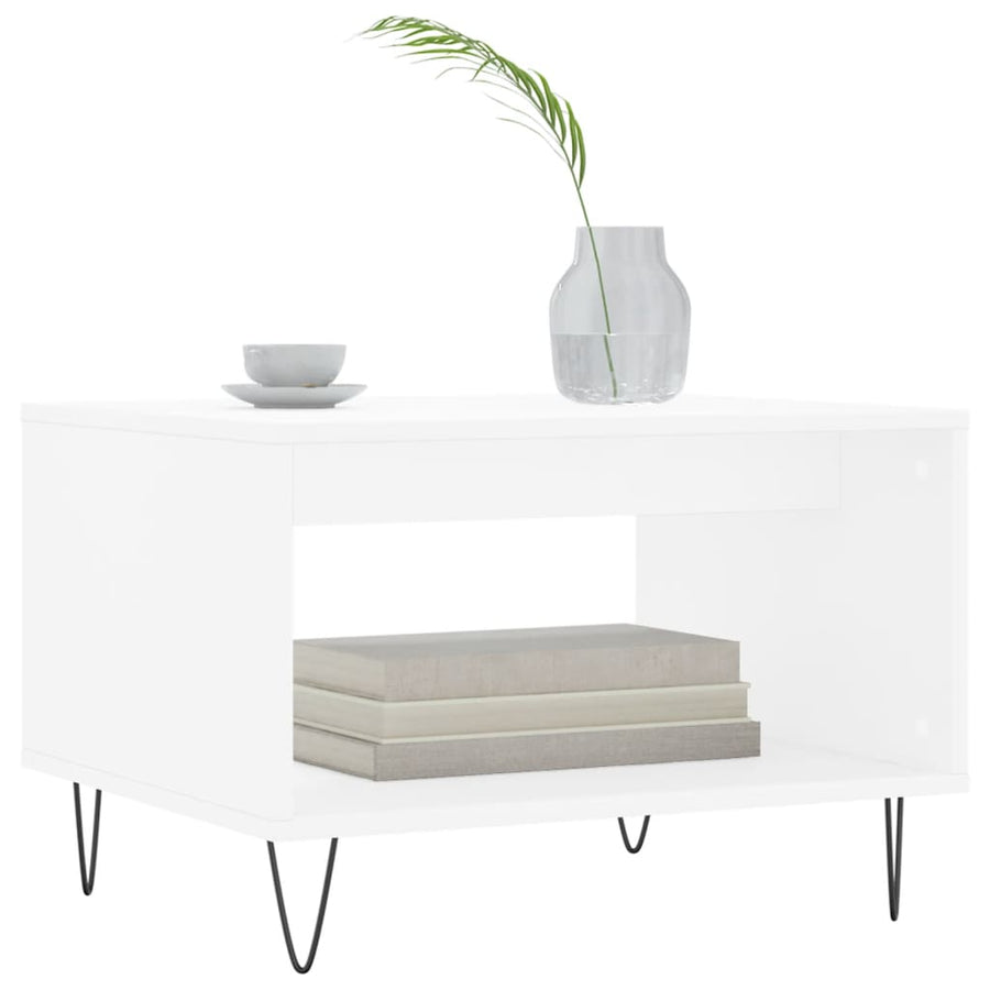 Salontafel 60X50X40 Cm Bewerkt Hout Wit
