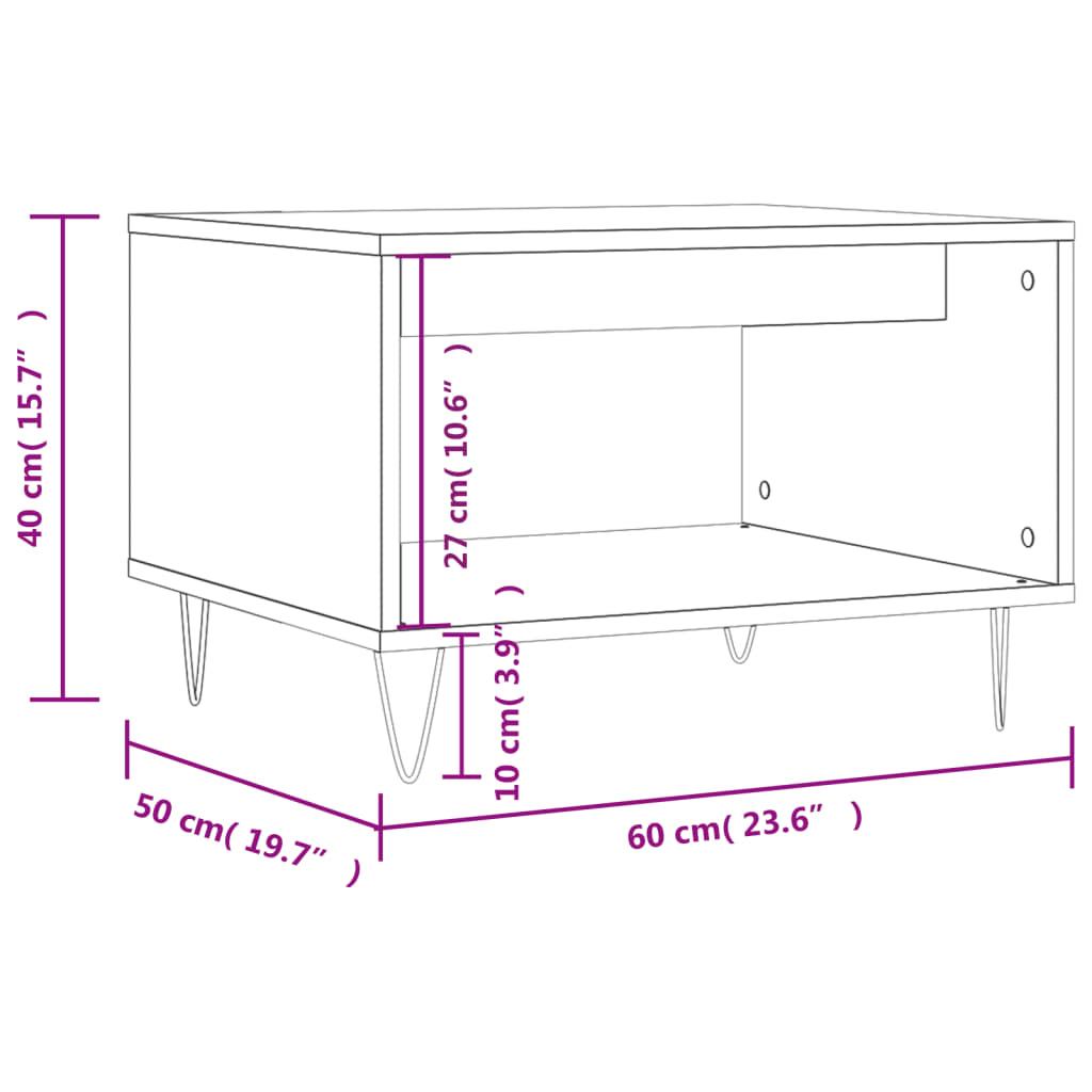 Salontafel 60X50X40 Cm Bewerkt Hout Kleurig Sonoma eiken
