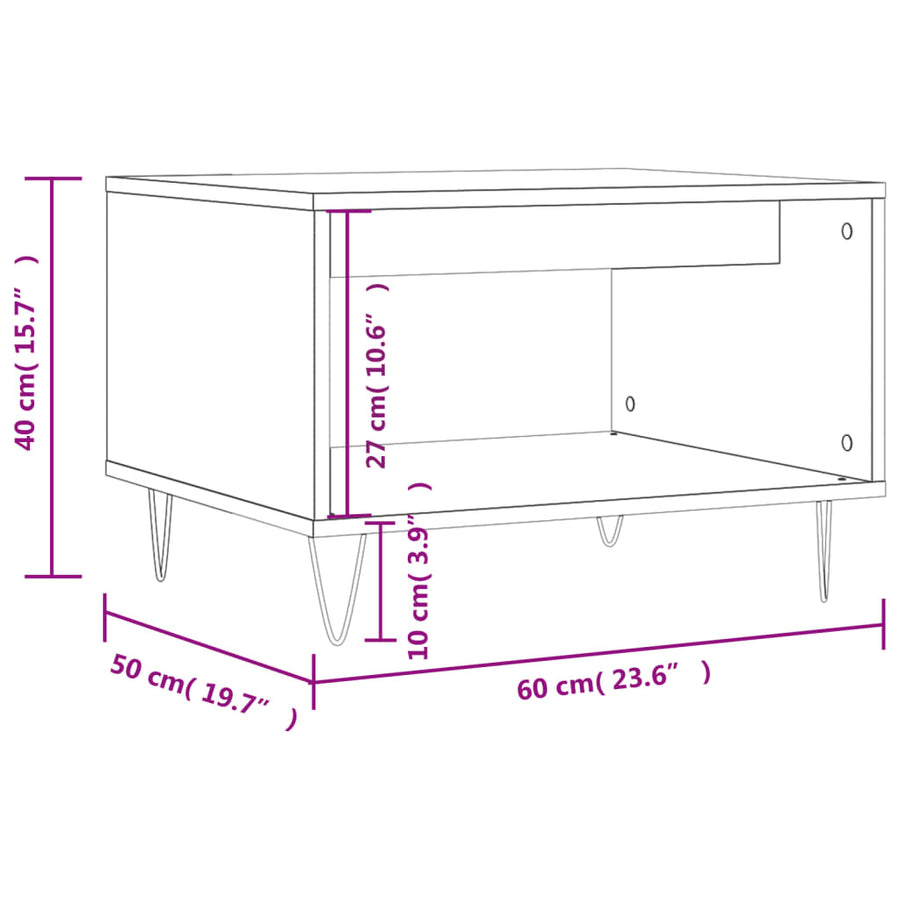 Salontafel 60X50X40 Cm Bewerkt Hout Kleurig Sonoma eiken