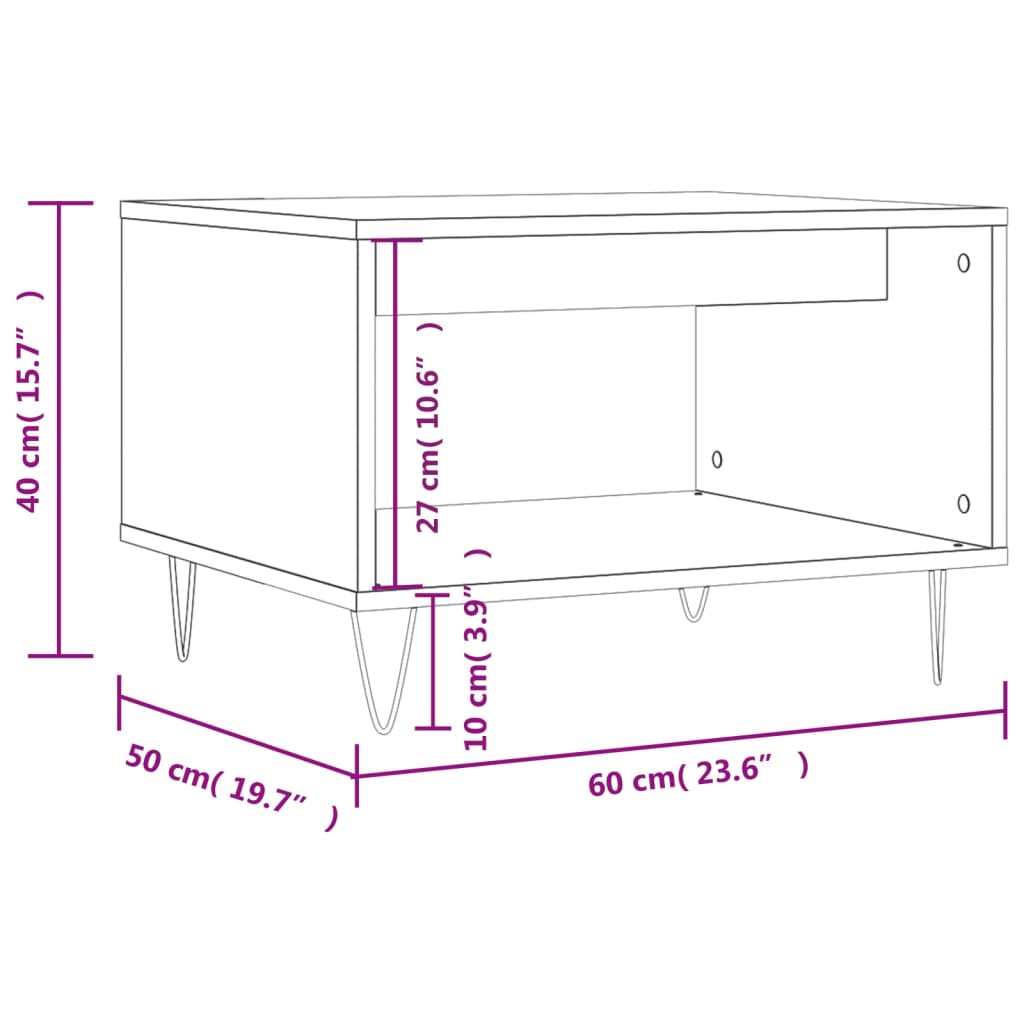 Salontafel 60X50X40 Cm Bewerkt Hout Betongrijs