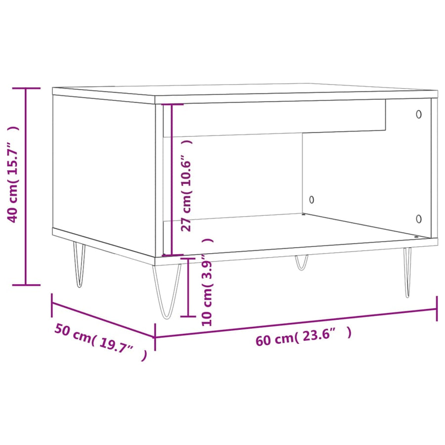 Salontafel 60X50X40 Cm Bewerkt Hout Betongrijs