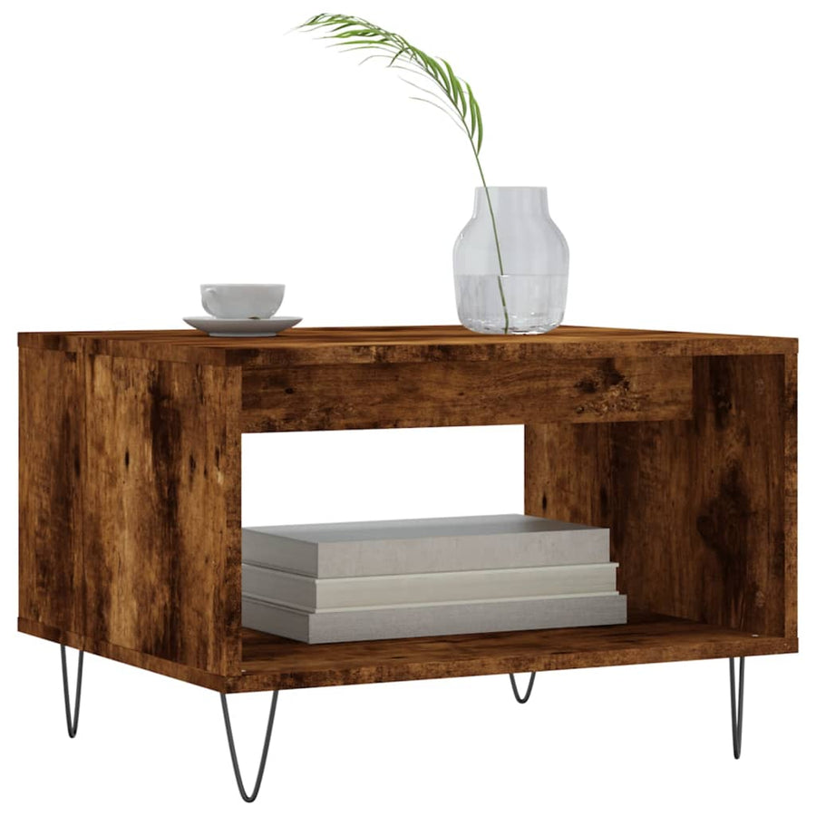 Salontafel 60X50X40 Cm Bewerkt Hout Kleurig Gerookt eiken