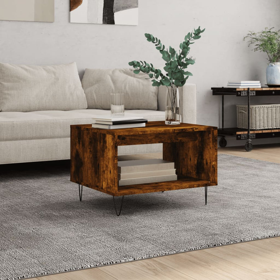 Salontafel 60X50X40 Cm Bewerkt Hout Kleurig Gerookt eiken