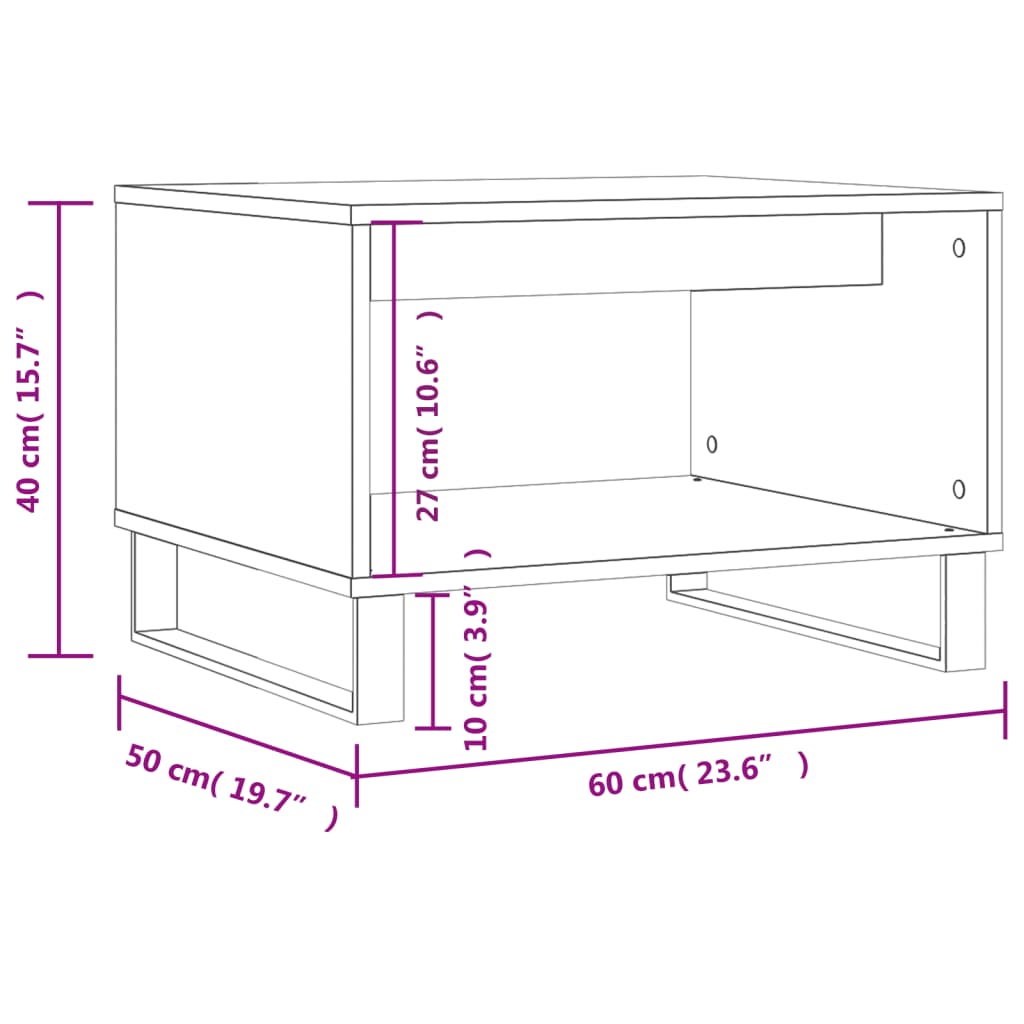 Salontafel 60X50X40 Cm Bewerkt Hout Kleurig Gerookt eiken