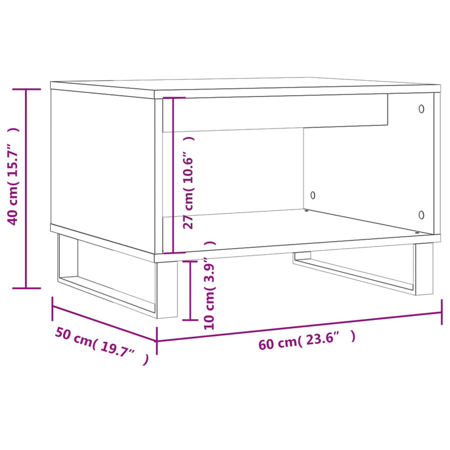 Salontafel 60X50X40 Cm Bewerkt Hout Kleurig Gerookt eiken