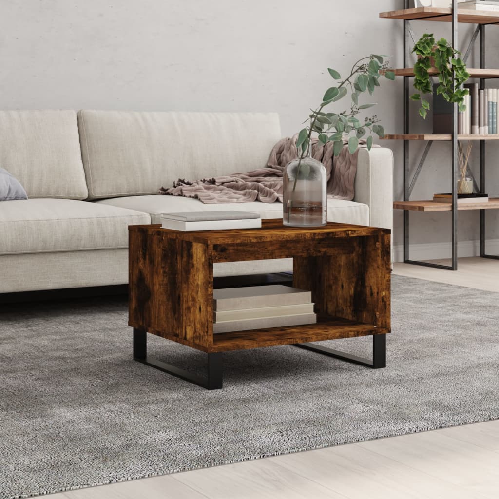 Salontafel 60X50X40 Cm Bewerkt Hout Kleurig Gerookt eiken
