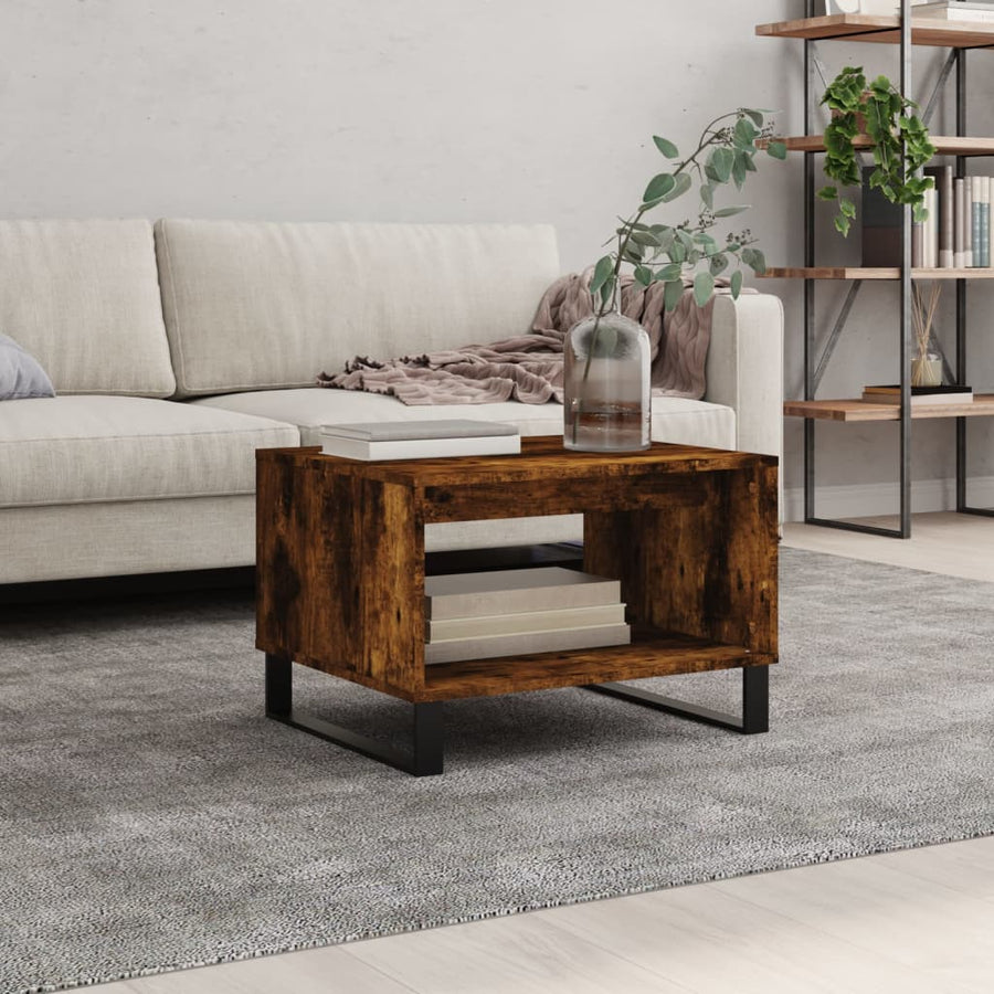 Salontafel 60X50X40 Cm Bewerkt Hout Kleurig Gerookt eiken