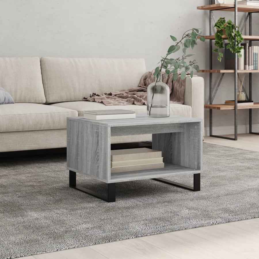 Salontafel 60X50X40 Cm Bewerkt Hout Eikenkleurig Grijs sonoma