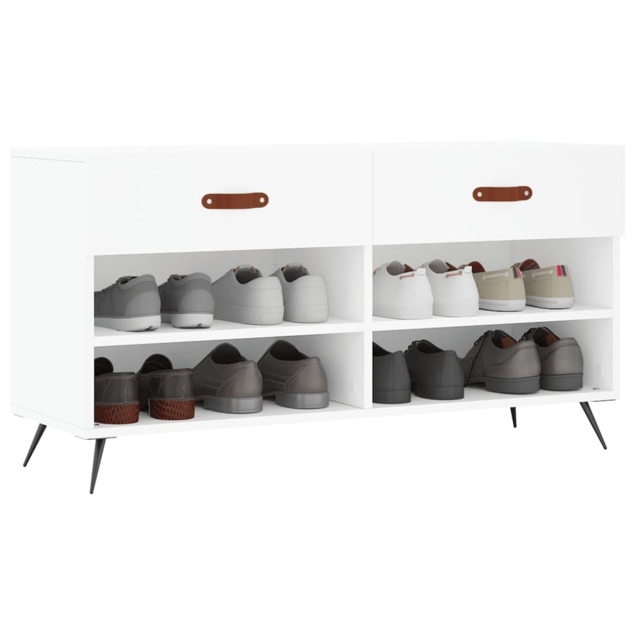 Schoenenbank 102X35X55 Cm Bewerkt Hout Wit