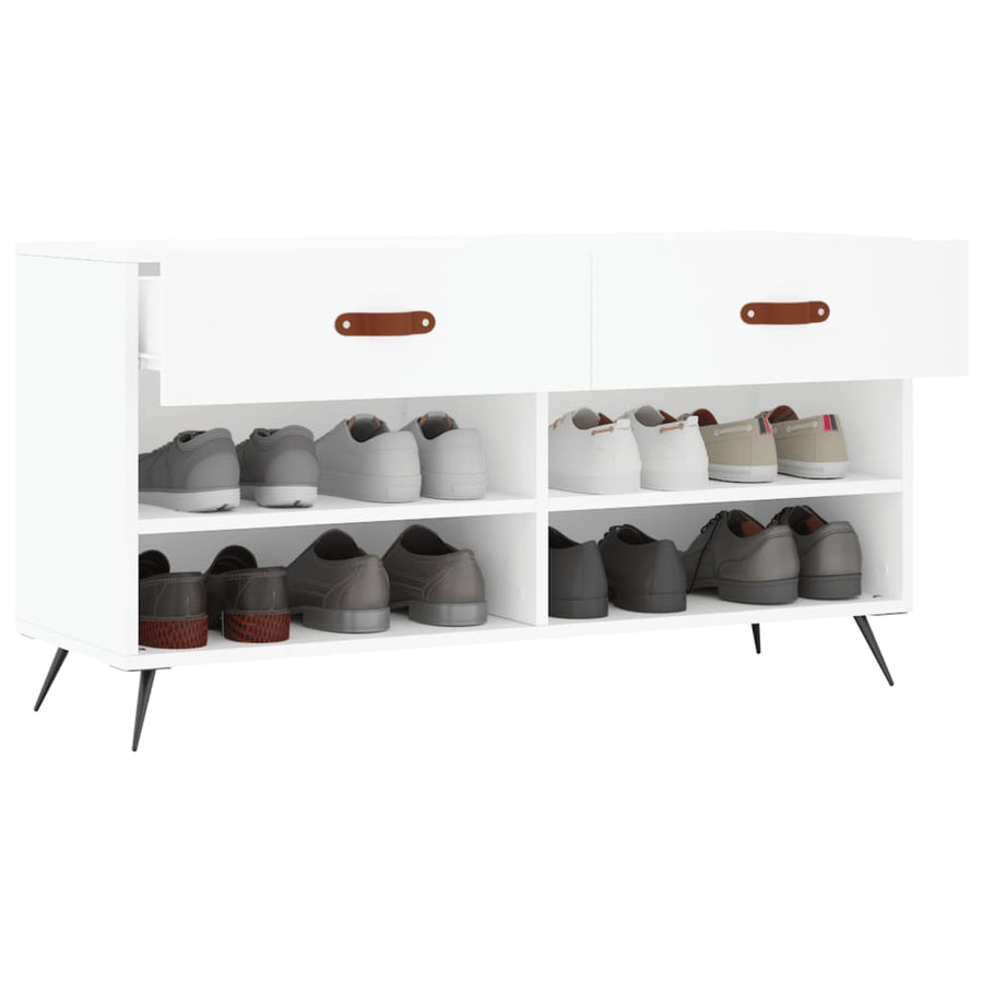 Schoenenbank 102X35X55 Cm Bewerkt Hout Wit