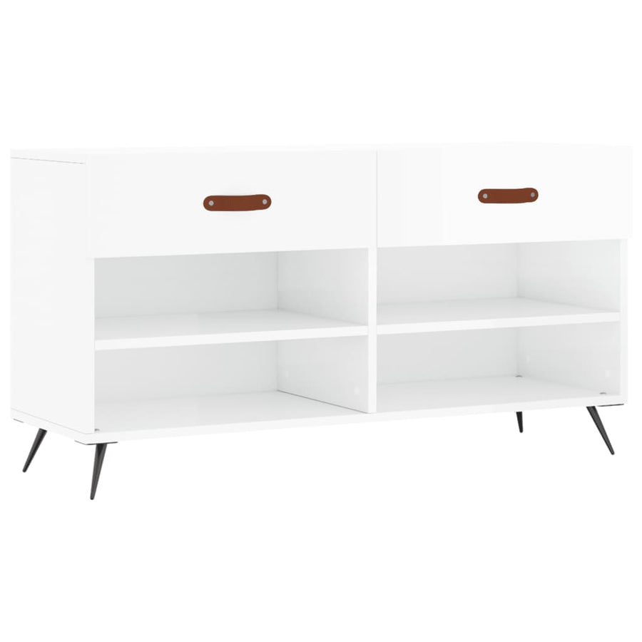 Schoenenbank 02X35X55 Cm Bewerkt Hout Hoogglans wit