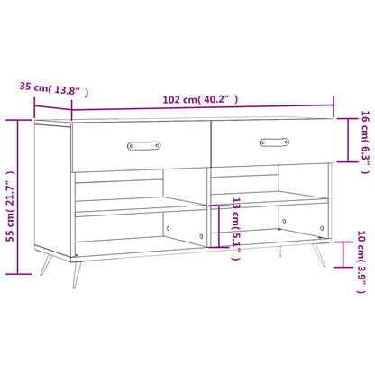 Schoenenbank 02X35X55 Cm Bewerkt Hout Hoogglans wit