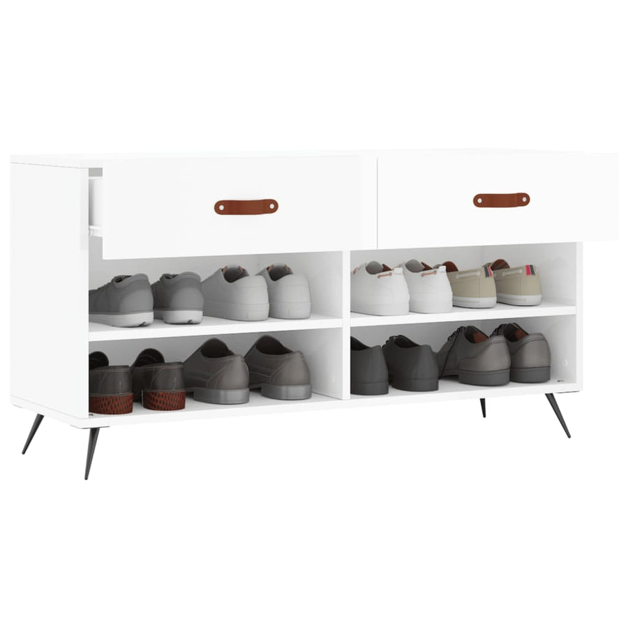 Schoenenbank 02X35X55 Cm Bewerkt Hout Hoogglans wit