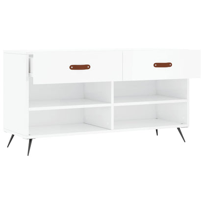 Schoenenbank 02X35X55 Cm Bewerkt Hout Hoogglans wit