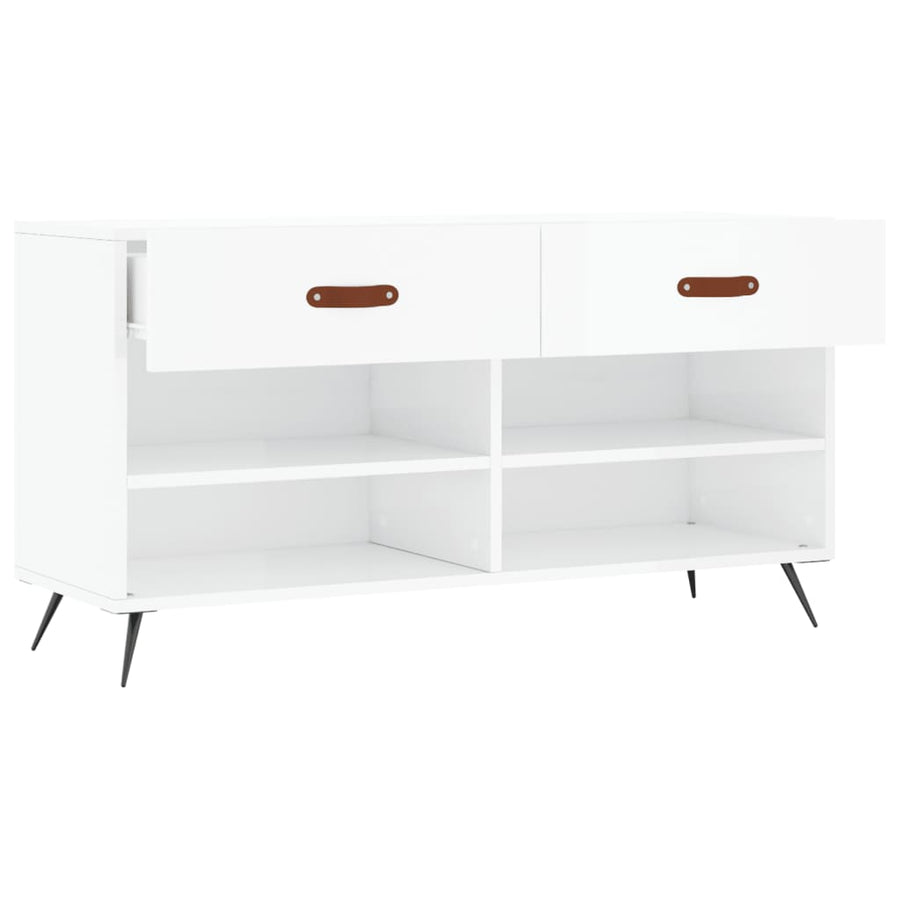 Schoenenbank 02X35X55 Cm Bewerkt Hout Hoogglans wit