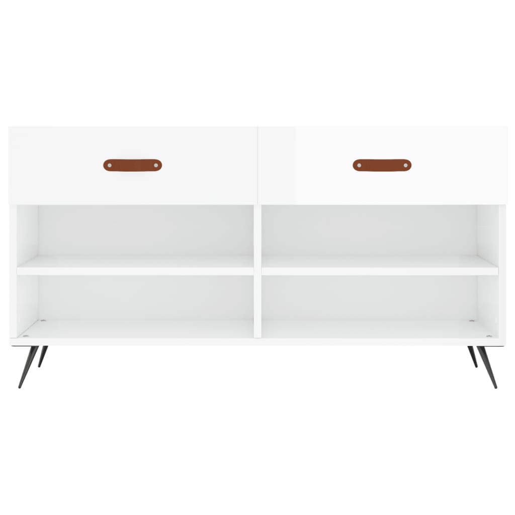 Schoenenbank 02X35X55 Cm Bewerkt Hout Hoogglans wit