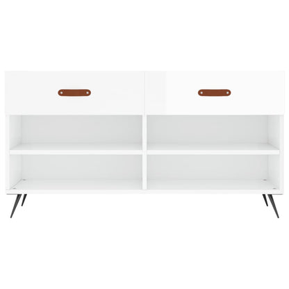 Schoenenbank 02X35X55 Cm Bewerkt Hout Hoogglans wit