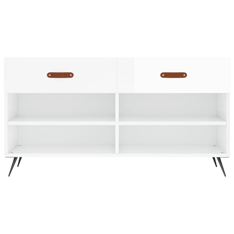 Schoenenbank 02X35X55 Cm Bewerkt Hout Hoogglans wit