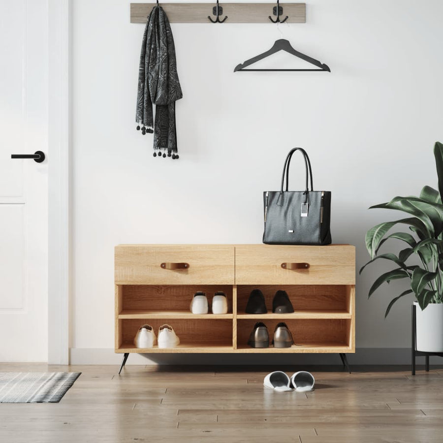 Schoenenbank 102X35X55 Cm Bewerkt Hout Sonoma Eikenkleurig