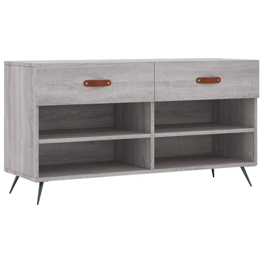 Schoenenbank 02X35X55 Cm Bewerkt Hout Eikenkleur Grijs sonoma