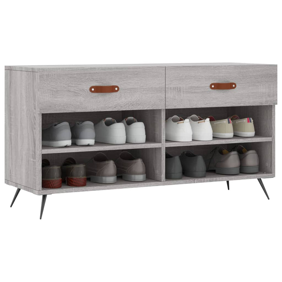 Schoenenbank 02X35X55 Cm Bewerkt Hout Eikenkleur Grijs sonoma