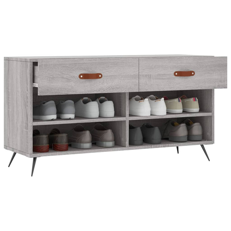 Schoenenbank 02X35X55 Cm Bewerkt Hout Eikenkleur Grijs sonoma