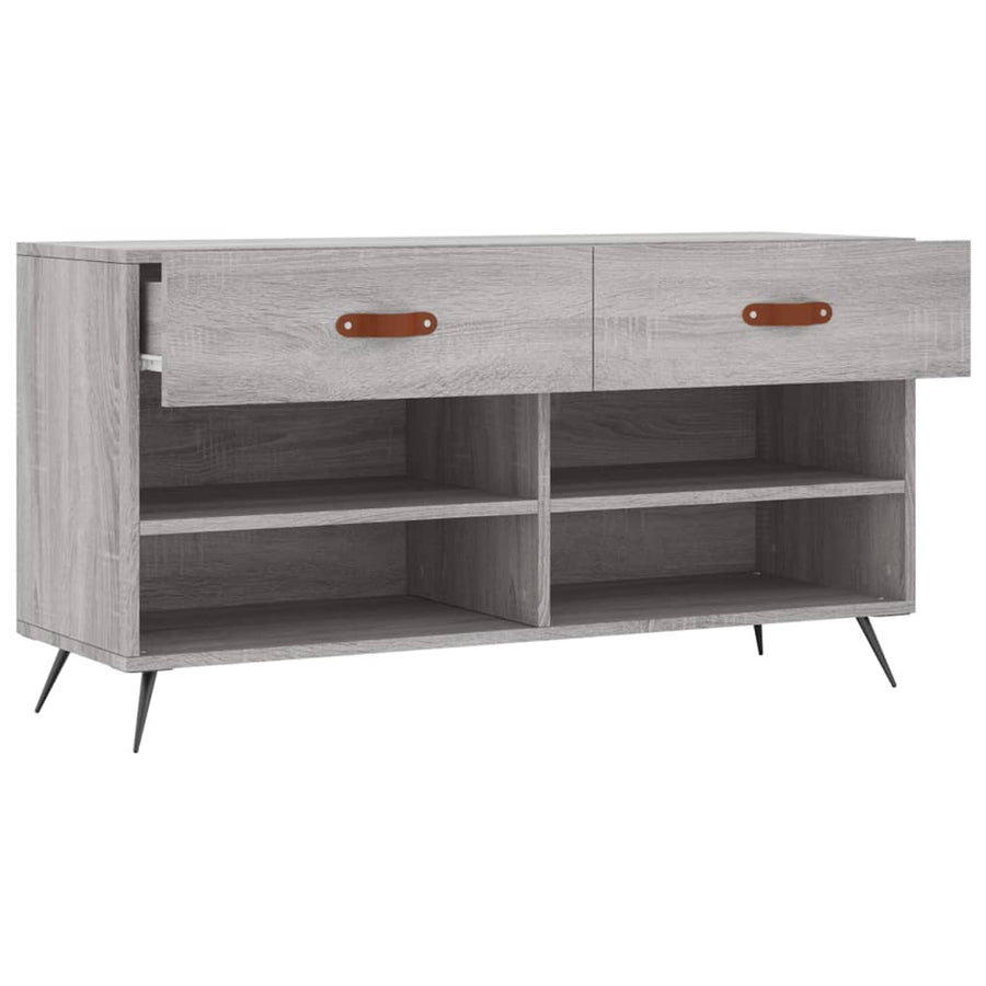 Schoenenbank 02X35X55 Cm Bewerkt Hout Eikenkleur Grijs sonoma
