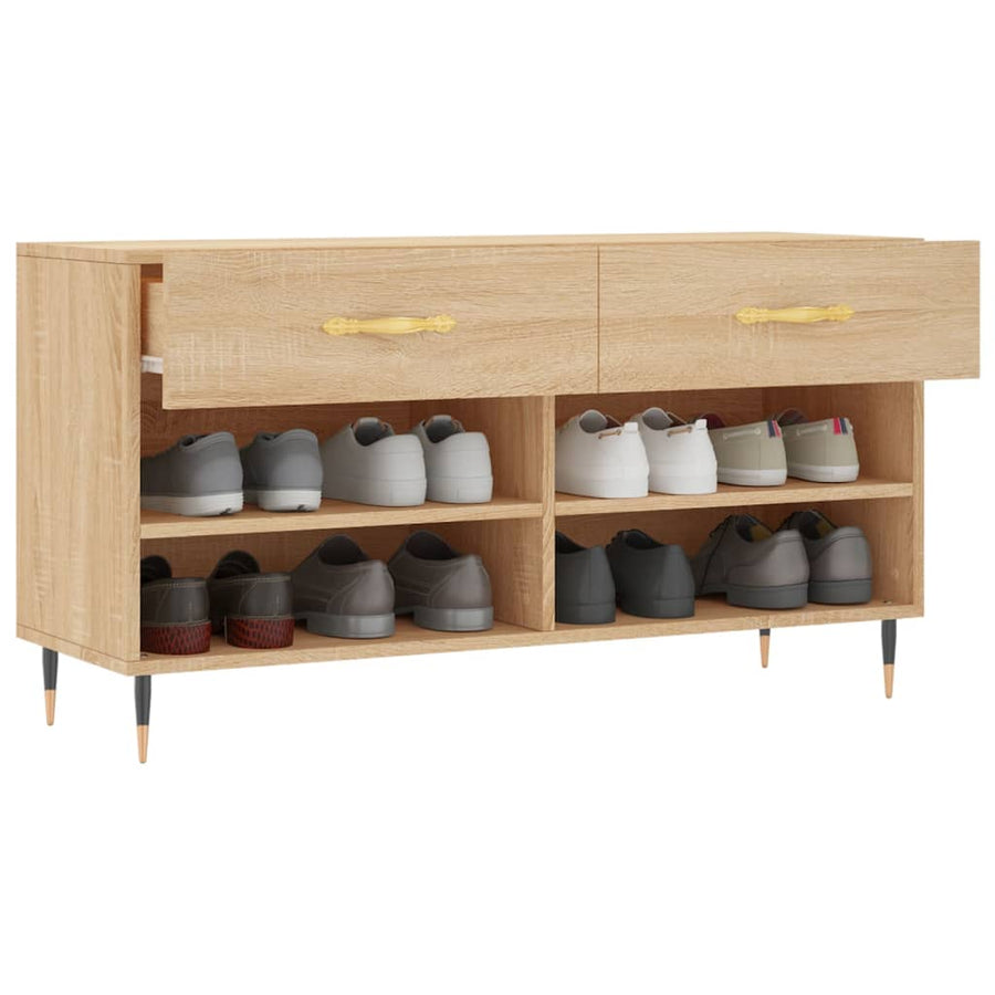 Schoenenbank 02X35X55 Cm Bewerkt Hout Kleurig Sonoma eiken