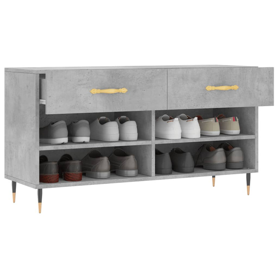 Schoenenbank 102X35X55 Cm Bewerkt Hout Betongrijs