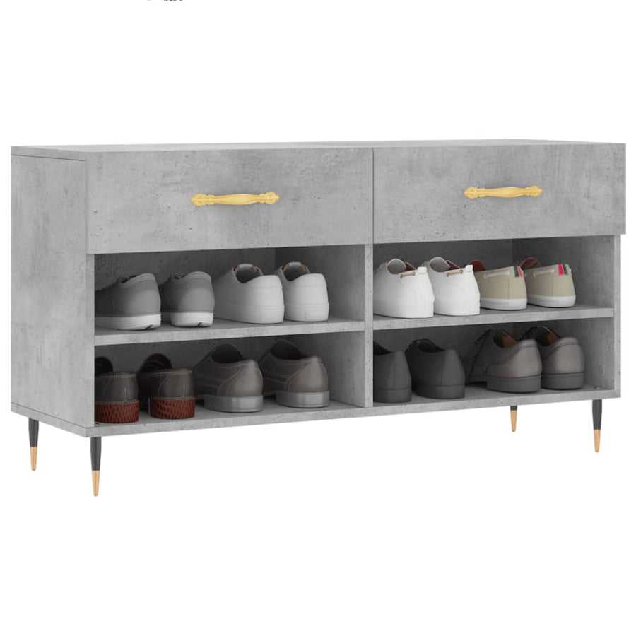 Schoenenbank 102X35X55 Cm Bewerkt Hout Betongrijs