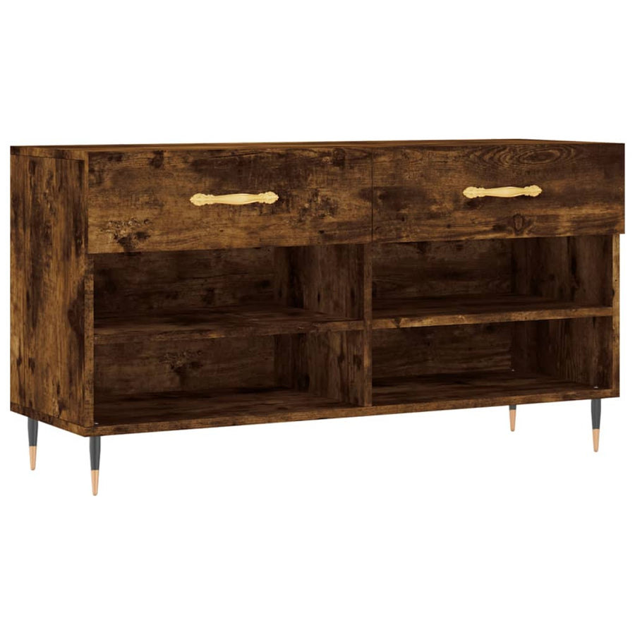 Schoenenbank 02X35X55 Cm Bewerkt Hout Kleurig Gerookt eiken