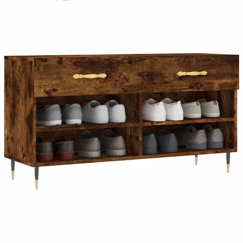 Schoenenbank 02X35X55 Cm Bewerkt Hout Kleurig Gerookt eiken