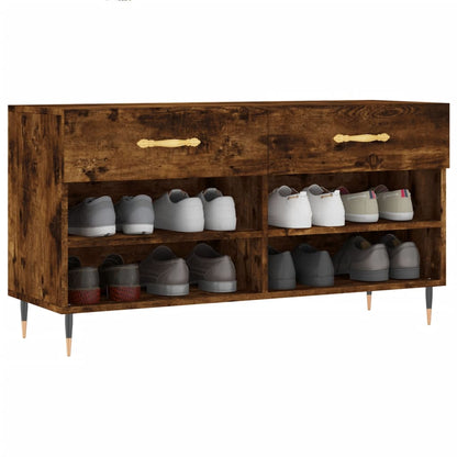 Schoenenbank 02X35X55 Cm Bewerkt Hout Kleurig Gerookt eiken
