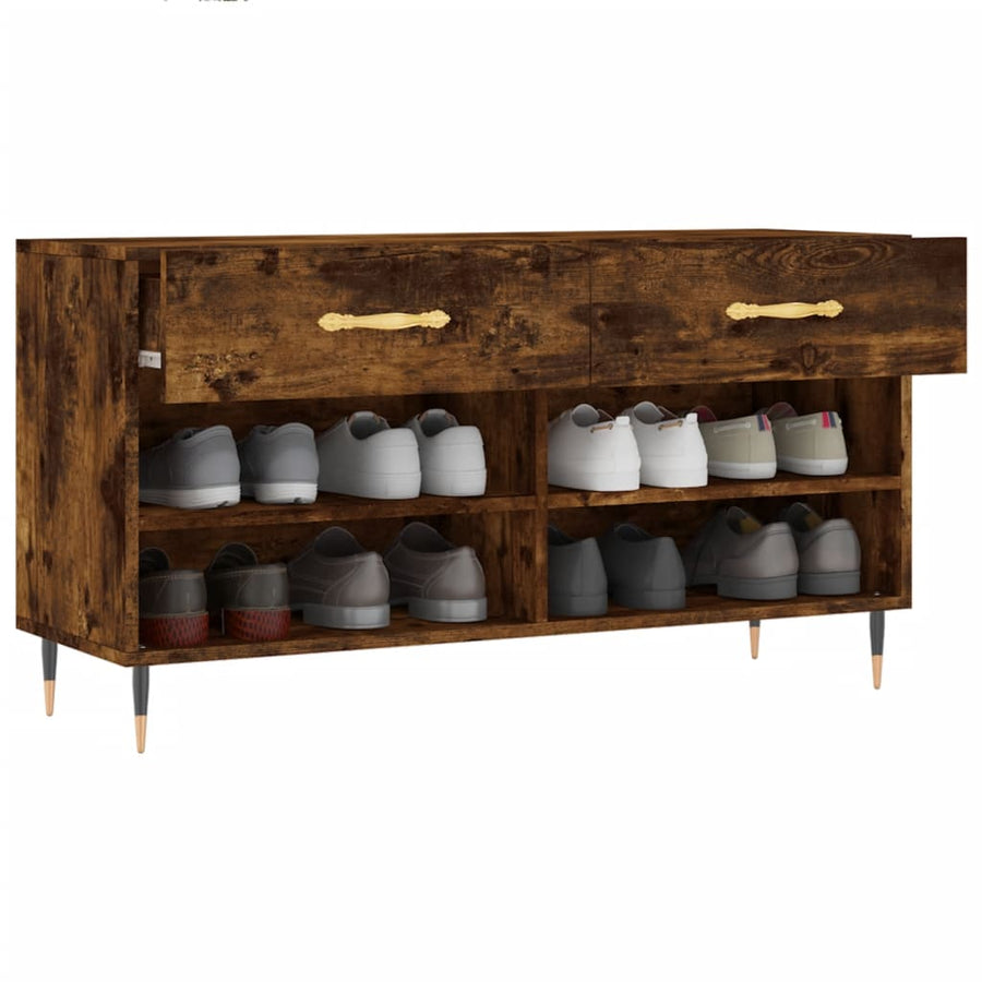 Schoenenbank 02X35X55 Cm Bewerkt Hout Kleurig Gerookt eiken