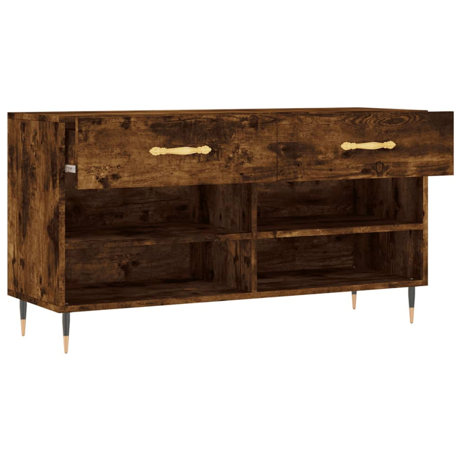 Schoenenbank 02X35X55 Cm Bewerkt Hout Kleurig Gerookt eiken