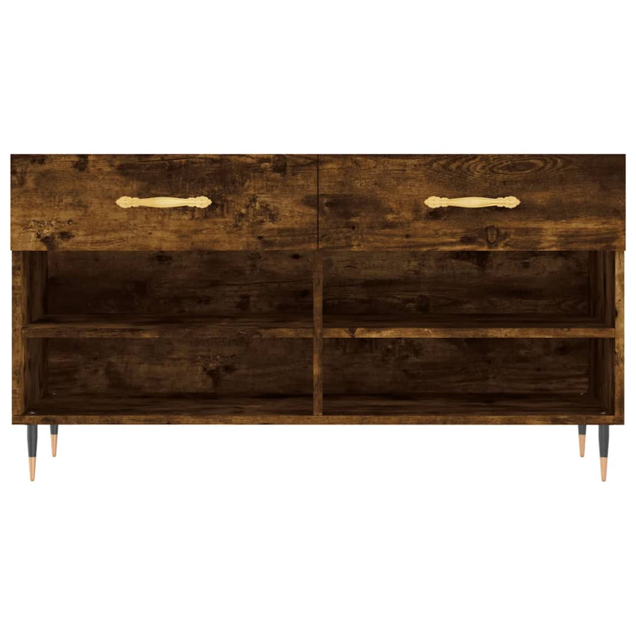 Schoenenbank 02X35X55 Cm Bewerkt Hout Kleurig Gerookt eiken