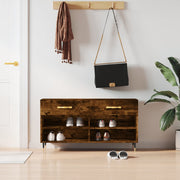 Schoenenbank 102x35x55 cm bewerkt hout gerookt eiken