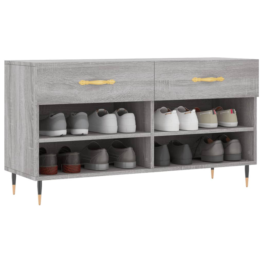 Schoenenbank 102X35X55 Cm Bewerkt Hout Grijs Sonoma Eikenkleur