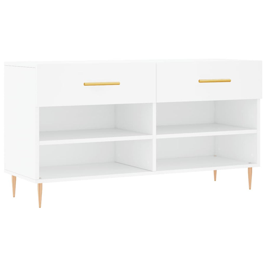 Schoenenbank 102X35X55 Cm Bewerkt Hout Wit