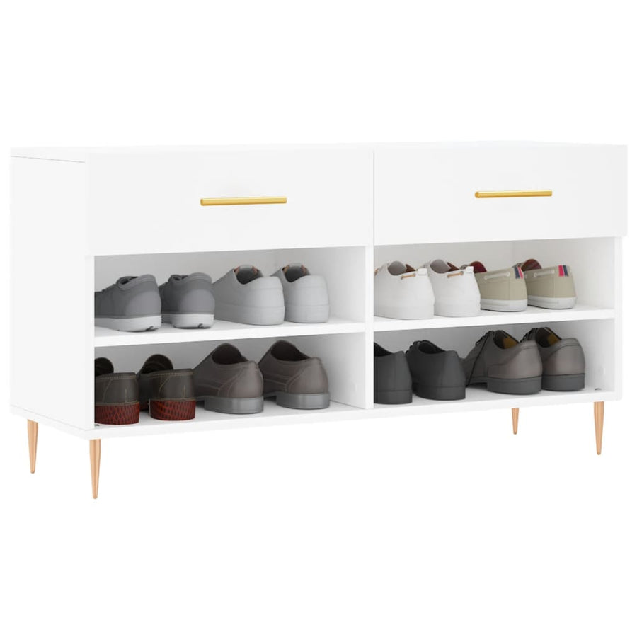 Schoenenbank 102X35X55 Cm Bewerkt Hout Wit