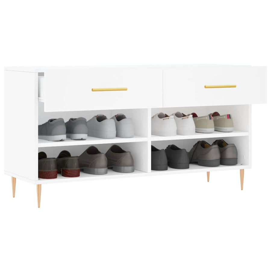 Schoenenbank 102X35X55 Cm Bewerkt Hout Wit